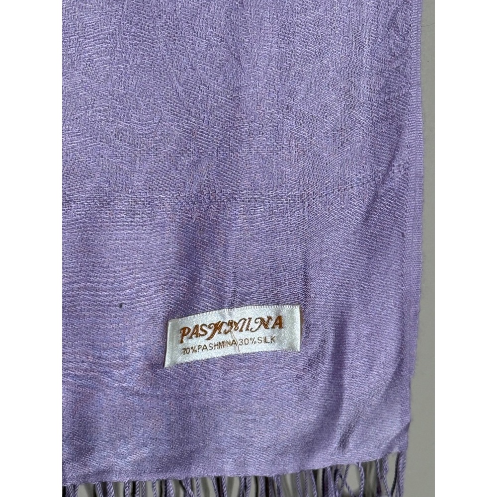 Pashmina Silk Blend Lavender Paisley Fringe Scarf Shawl Wrap - Picture 3 of 5